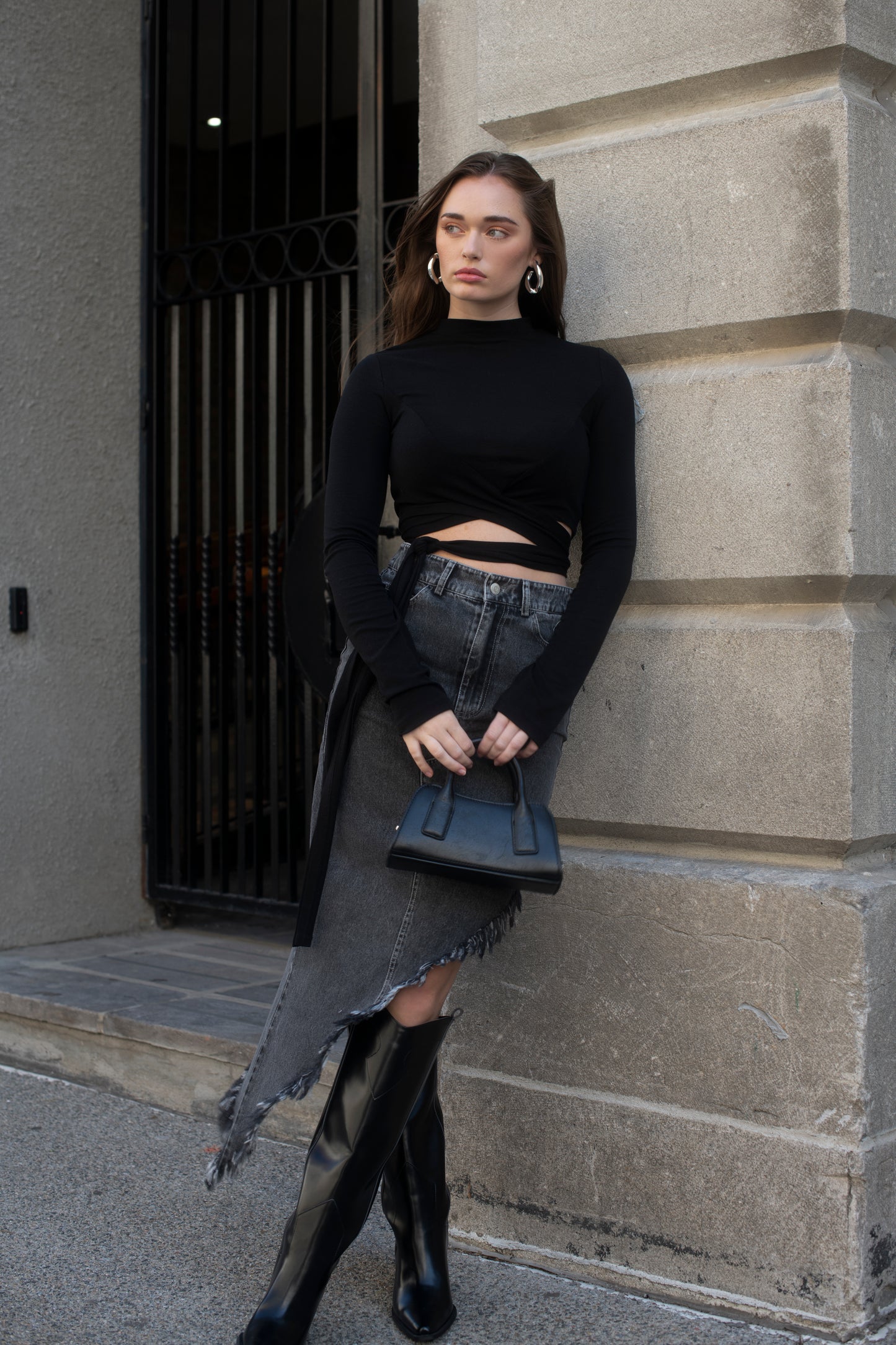 Haut cache-cœur à manches longues 